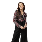 Women’s Polyester Semi-Formal Jumpsuit with Round Neck