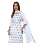 Women's White Geometric Printed Kurta