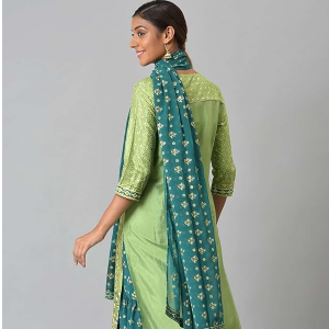 Green Foil Printed Kurta