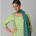 Green Foil Printed Kurta